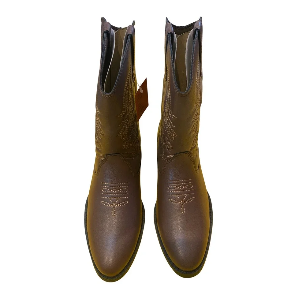 Deer Stags Ranch Kids Western Cowboy Boots Dark Brown‎ Size 4 Big Kid